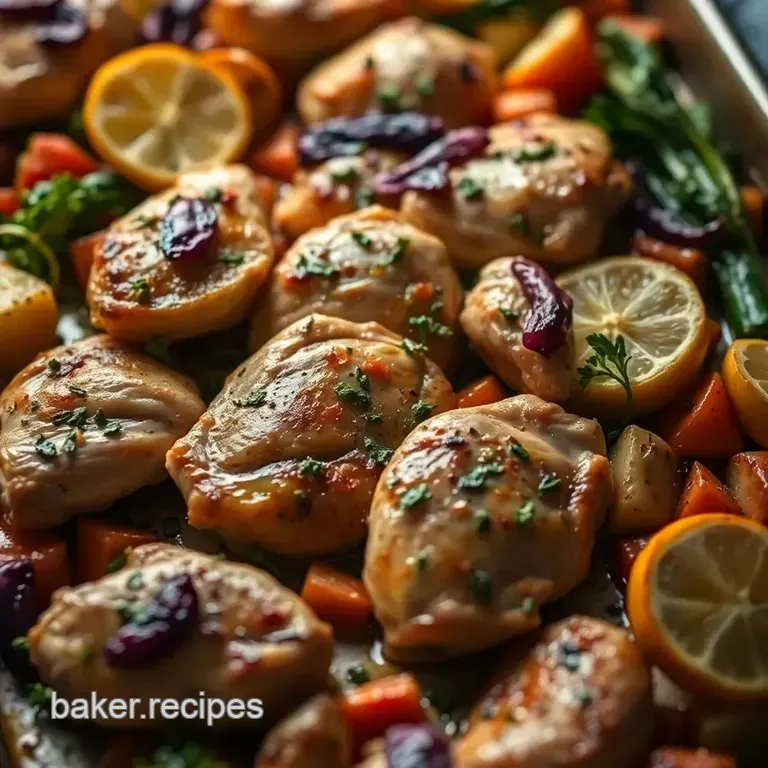 Roasted Lemon Herb Chicken and Rainbow Veggies presentation