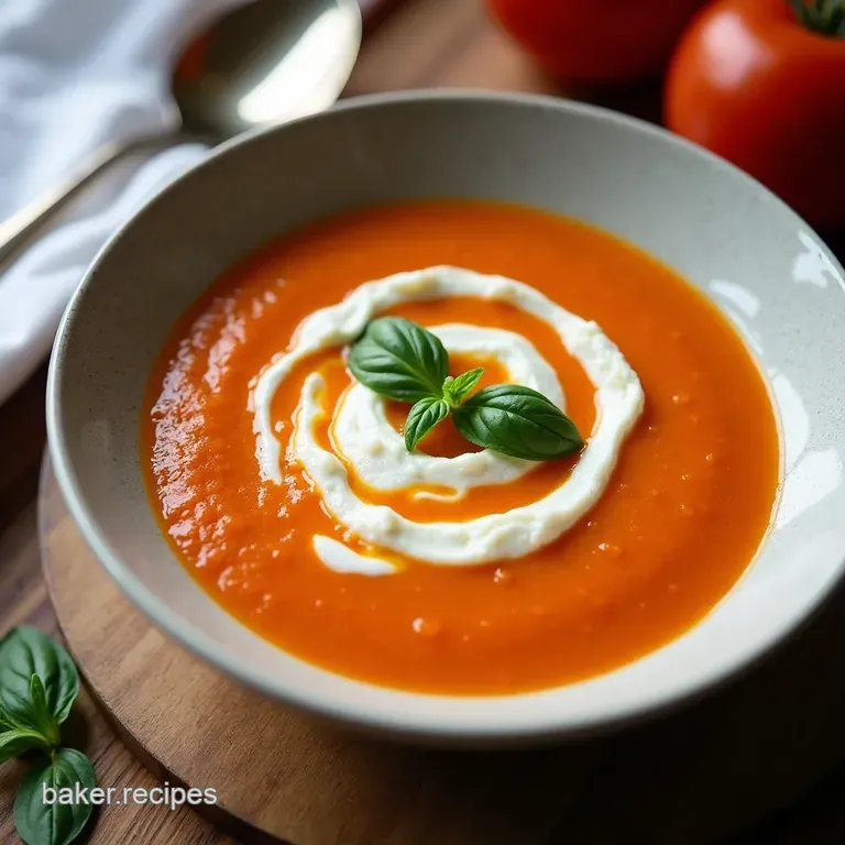 SunDrenched Tomato Whipped Feta Soup with Basil Swirl