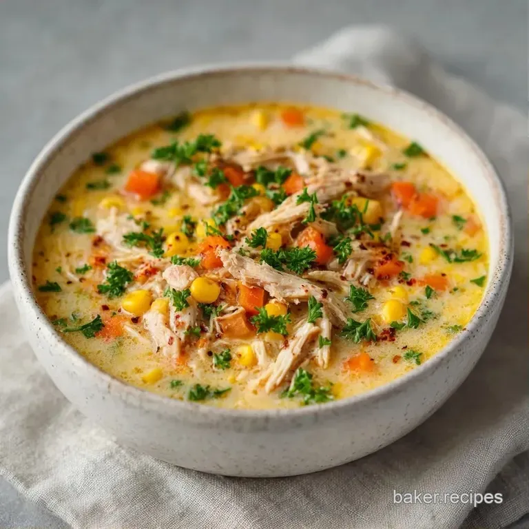 Thick, creamy yellow soup in a white bowl, garnished with a swirl of cream and bright green chopped chives.