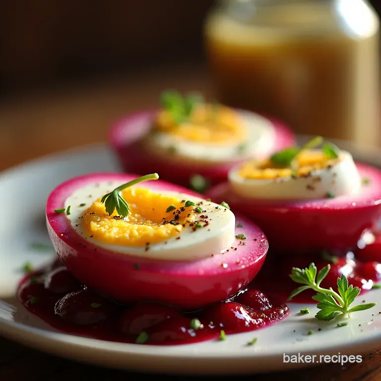 Ruby Jewels Pickled Eggs and Beets presentation
