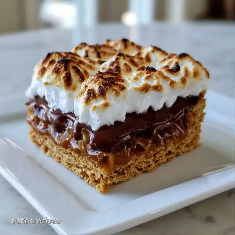 An elegant platter of toasted treats with golden-brown marshmallows and glossy caramel drizzle on a dark slate board.