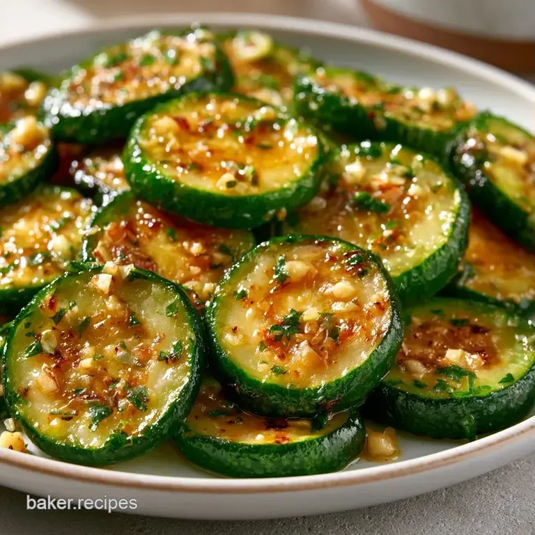 Vibrant green tender-crisp rounds stacked elegantly on a white plate, garnished with a sprig of fresh green herbs.