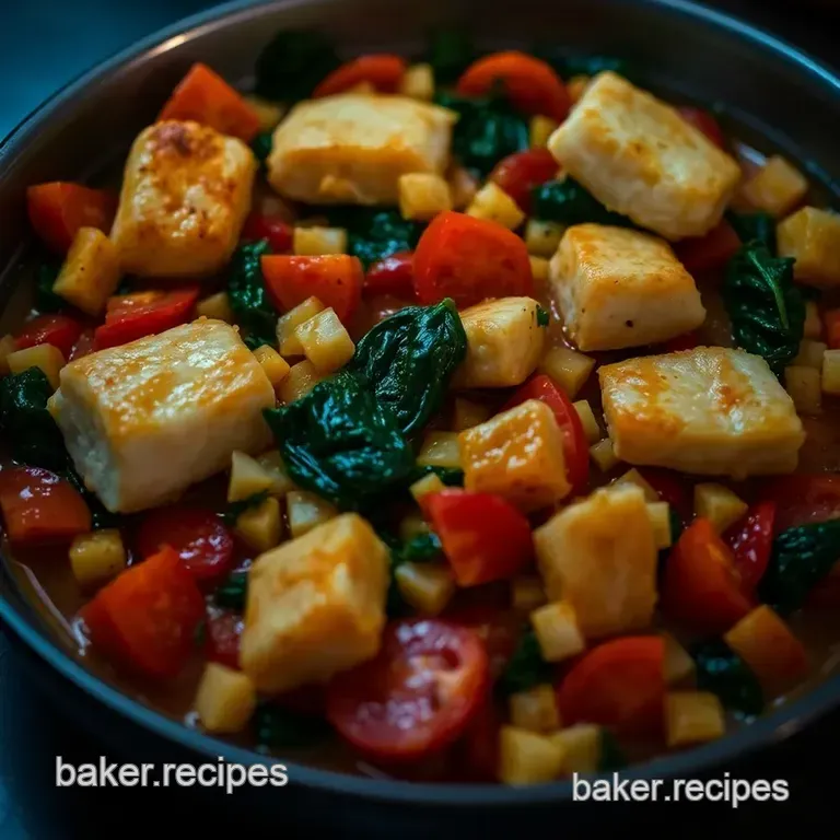 Savory Baked Saltfish with Vegetables presentation