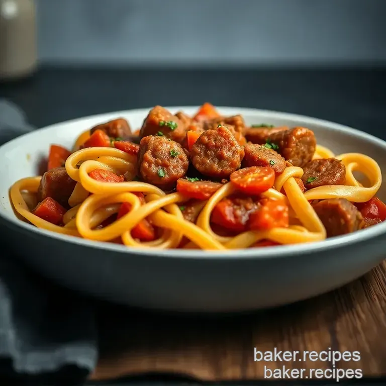 Savoury Italian Sausage Ragu with Pappardelle presentation