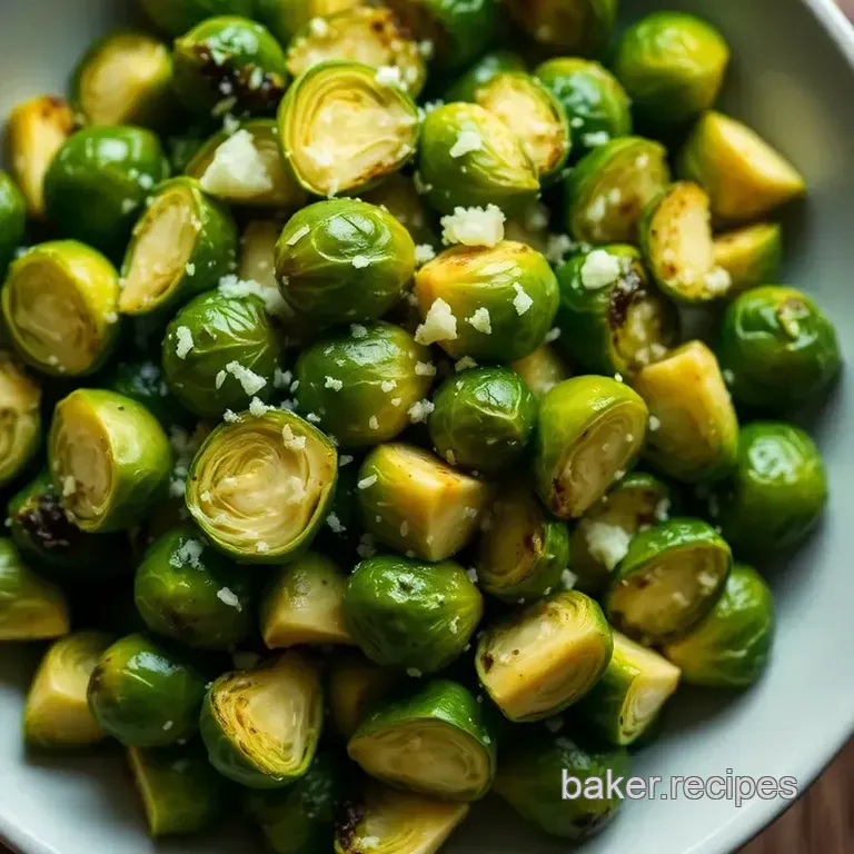 Savoury Roasted Brussels Sprouts with Garlic and Parmesan presentation