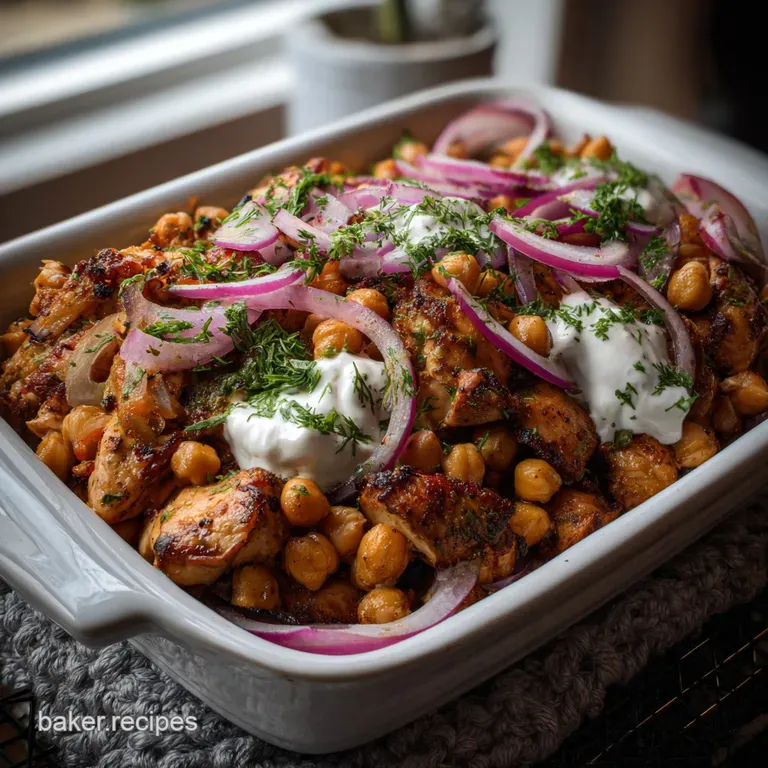 Sheet Pan Chicken Chickpea Shawarma Recipe presentation