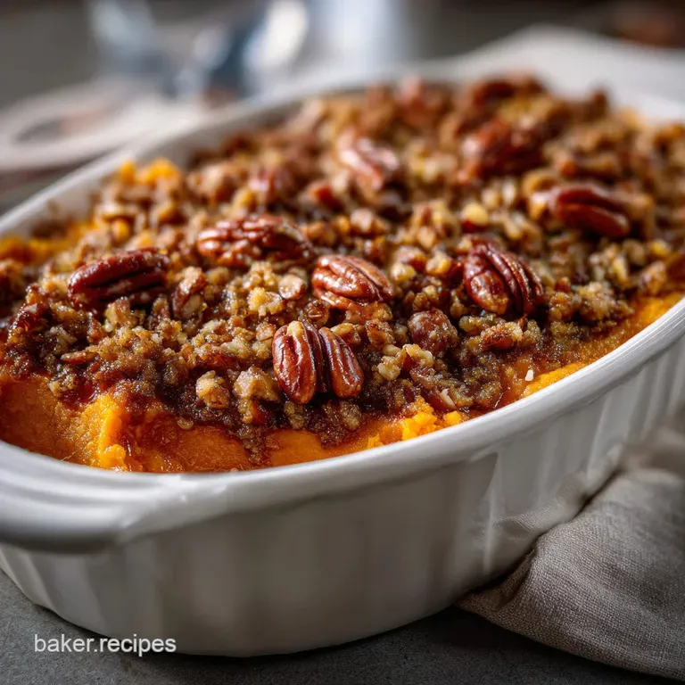 Sweet Potato Casserole: Silky with Pecan Streusel presentation