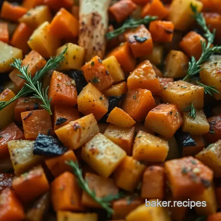 Simply Sensational Roasted Root Vegetables with Herby Garlic Oil presentation