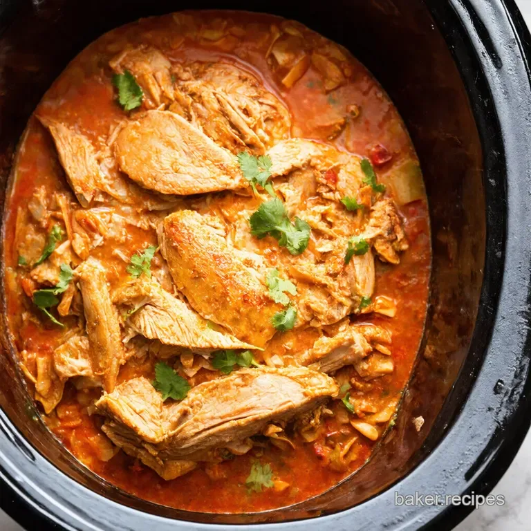 Slow Cooker Chicken Tinga Fiesta in a Crockpot presentation