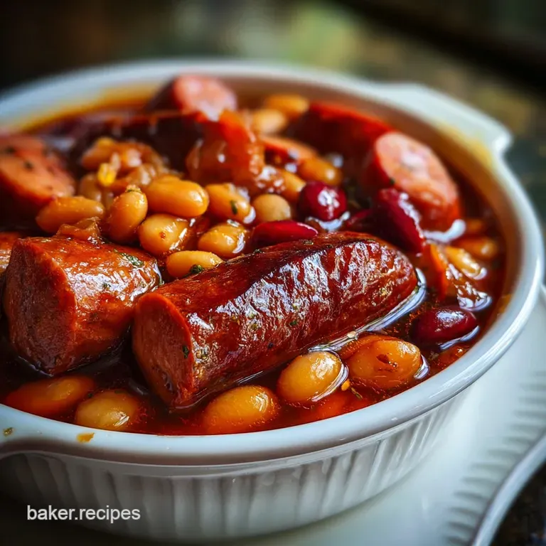 Slow Cooker Kielbasa and Barbecue Beans