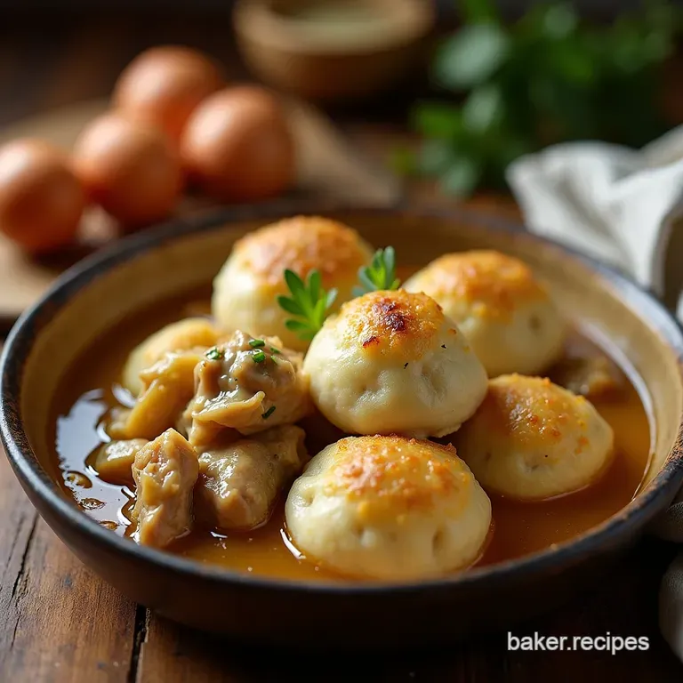 The Ploughmans Supper Slowsimmered Chicken and Fluffy Herb Dumplings presentation