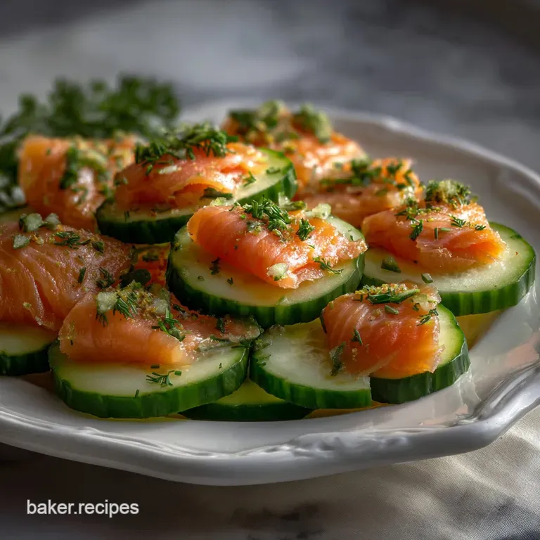 Cucumber Slices with Smoked Salmon Hearts