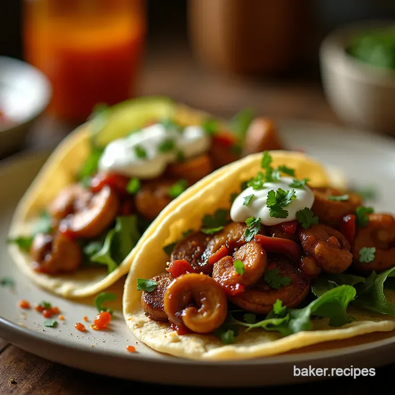 The Ultimate Umami Bomb Smoky Chipotle Mushroom Tacos with Lime Crema presentation