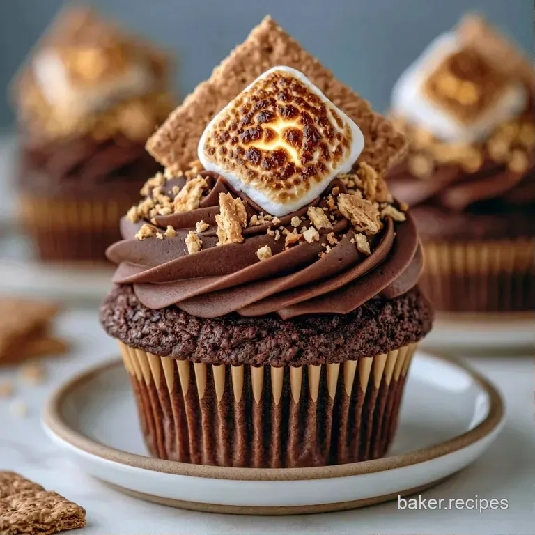 Toasted marshmallow treats arranged on a slate board with shards of dark chocolate and crumbled cracker bits.