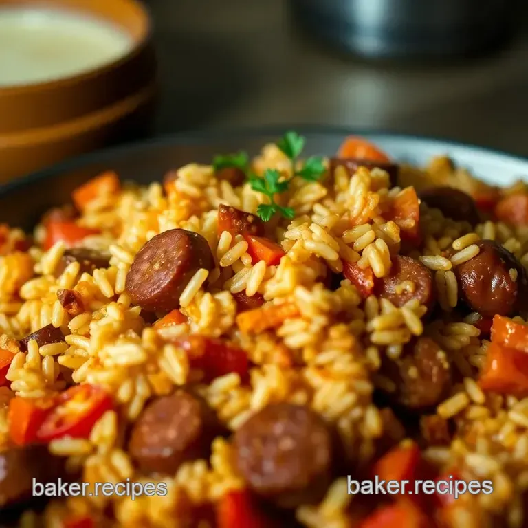 Southern Sausage and Rice Casserole presentation