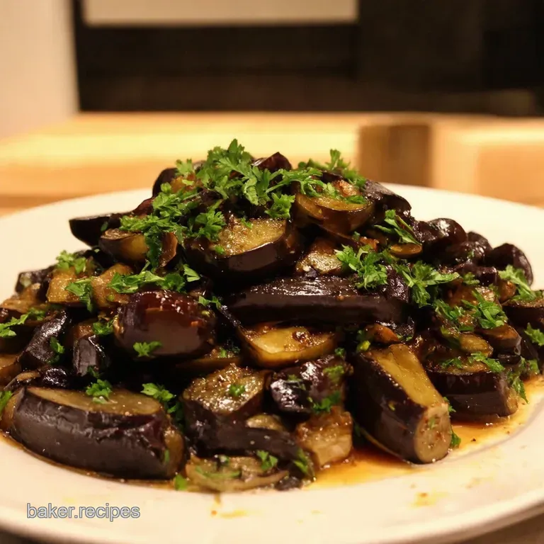 Speedy Saut&eacute;ed Eggplant with Garlic and Herbs presentation