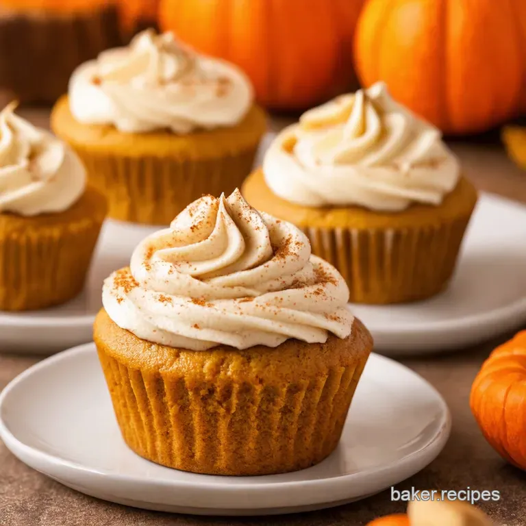 Spiced Pumpkin Cupcakes with Dreamy Cream Cheese Frosting presentation