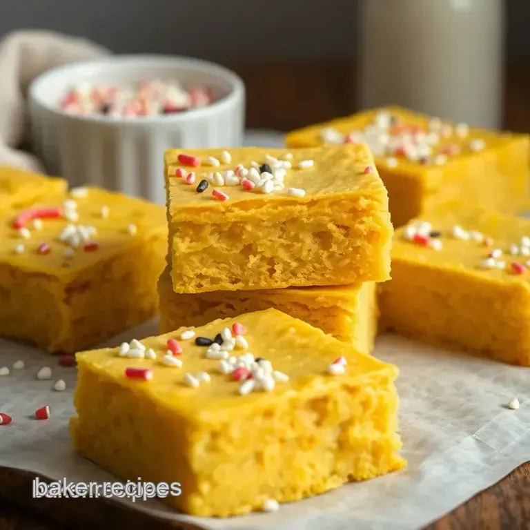 Chewy Yellow Cake Mix Blondies with Colorful Sprinkles presentation