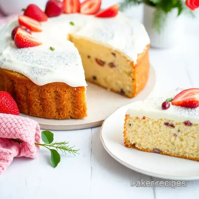 Festive Fruit-Infused Vanilla Cake presentation