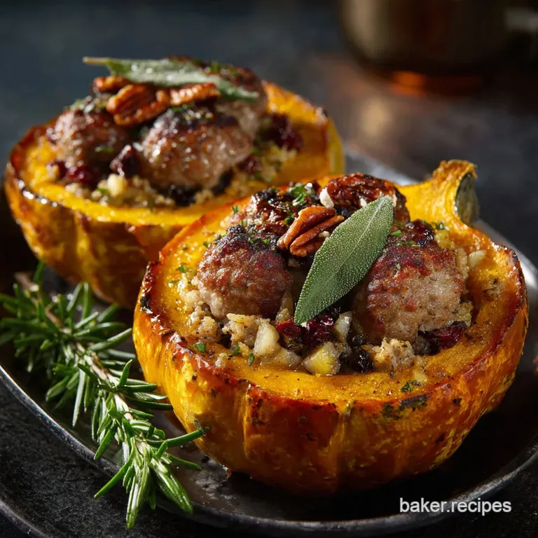 The Sunday Roast Stuffed Acorn Squash with Savoury Sausage Pecan