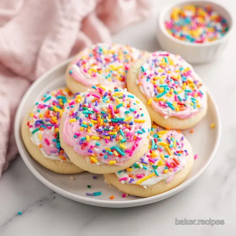 Elegant stack of sugar cookies with delicate icing; a silky sheen reflects light, hinting at a melt-in-your-mouth texture.