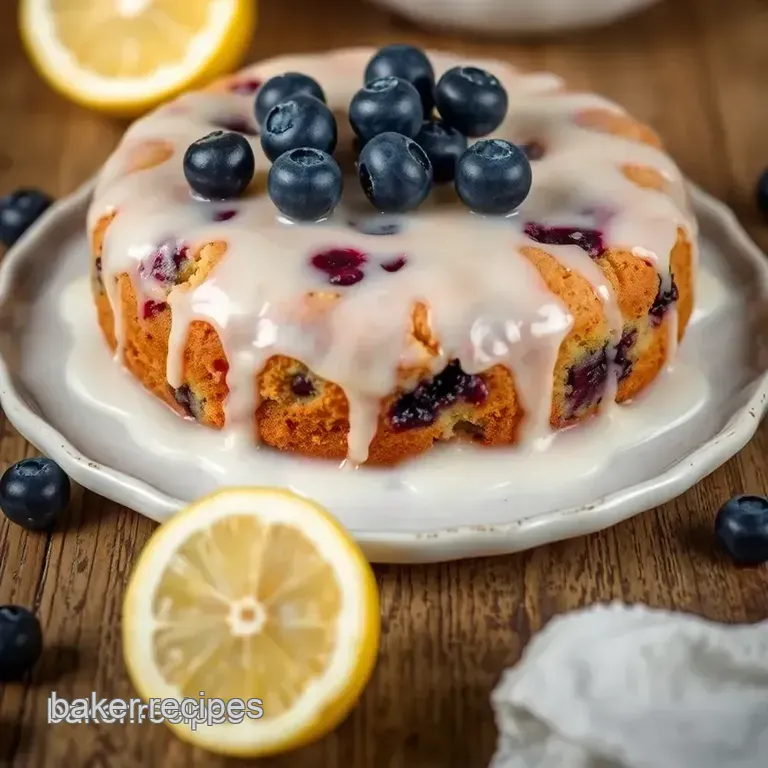 Zesty Lemon Blueberry Cake with Luscious Glaze presentation