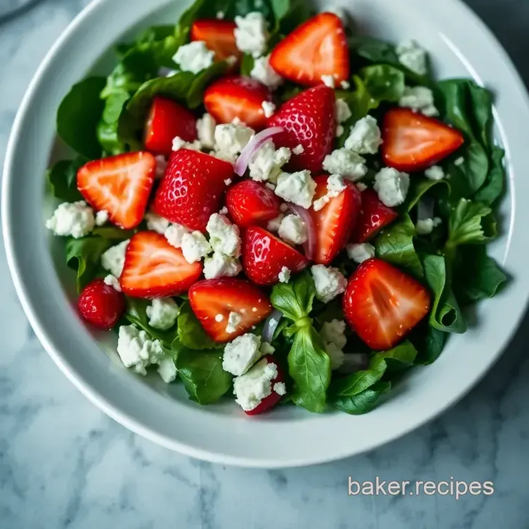 Sweet & Savory Strawberry Feta Salad with Balsamic Glaze presentation