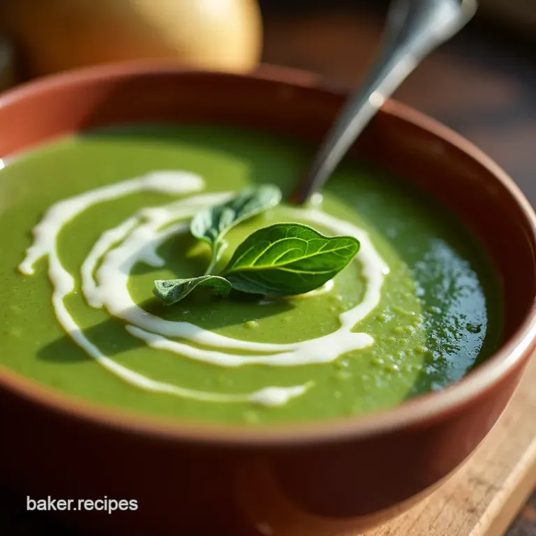 The Velvety Emerald Dream Classic Cream of Spinach Soup presentation