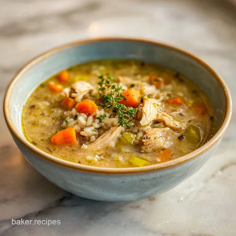 Elegant white bowl filled with rich, creamy soup. Garnished with herbs and a swirl of cream.