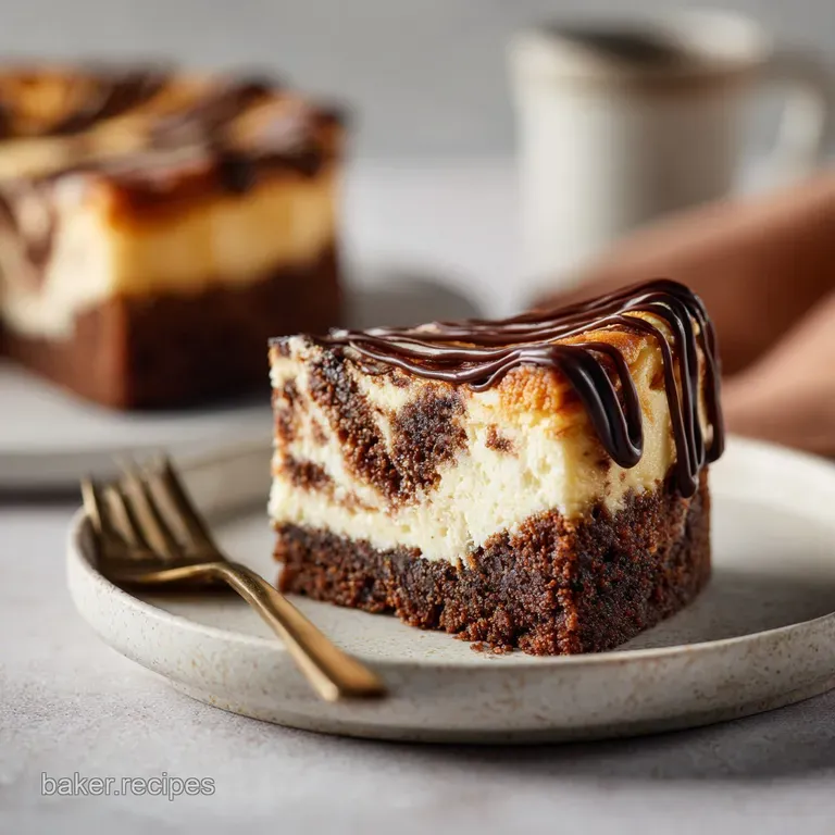 Cheesecake and Brownie Cake: the Fudgy Swirl presentation