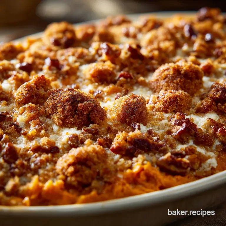 Sweet Potato Casserole with Pecan Streusel Top presentation