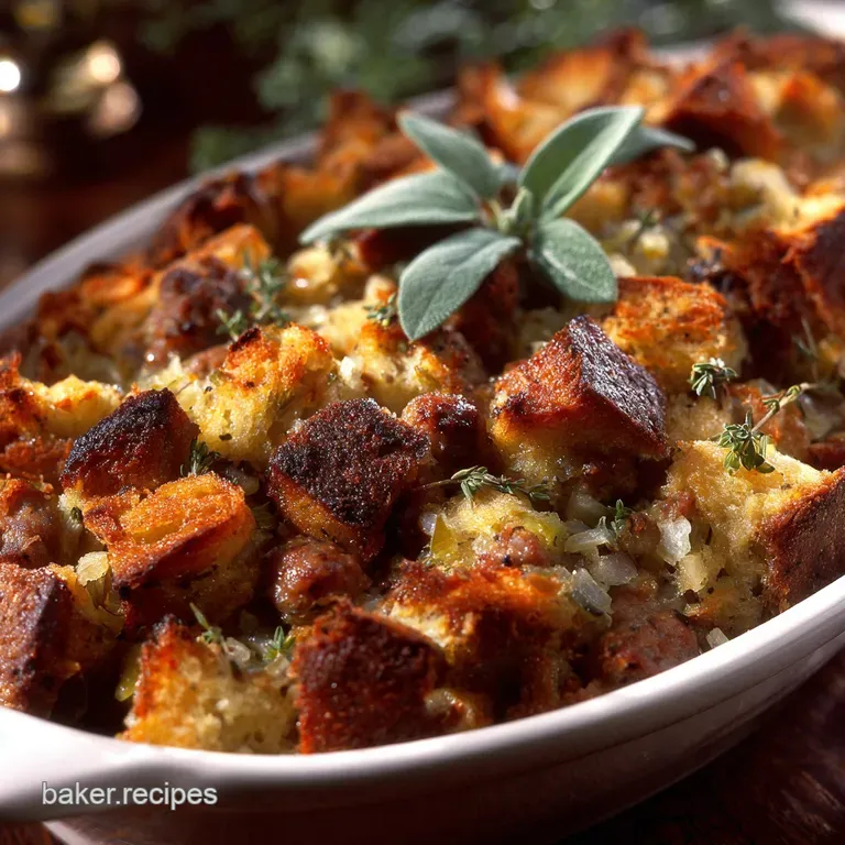 Thanksgiving Stuffing with Sage and Sausage the Ultimate Classic Recipe presentation