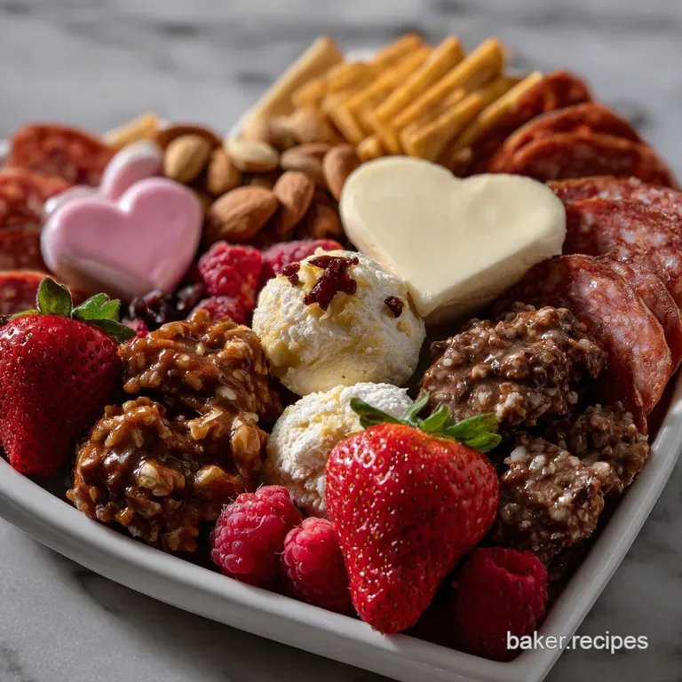 The Ultimate Valentines Day Charcuterie Board presentation