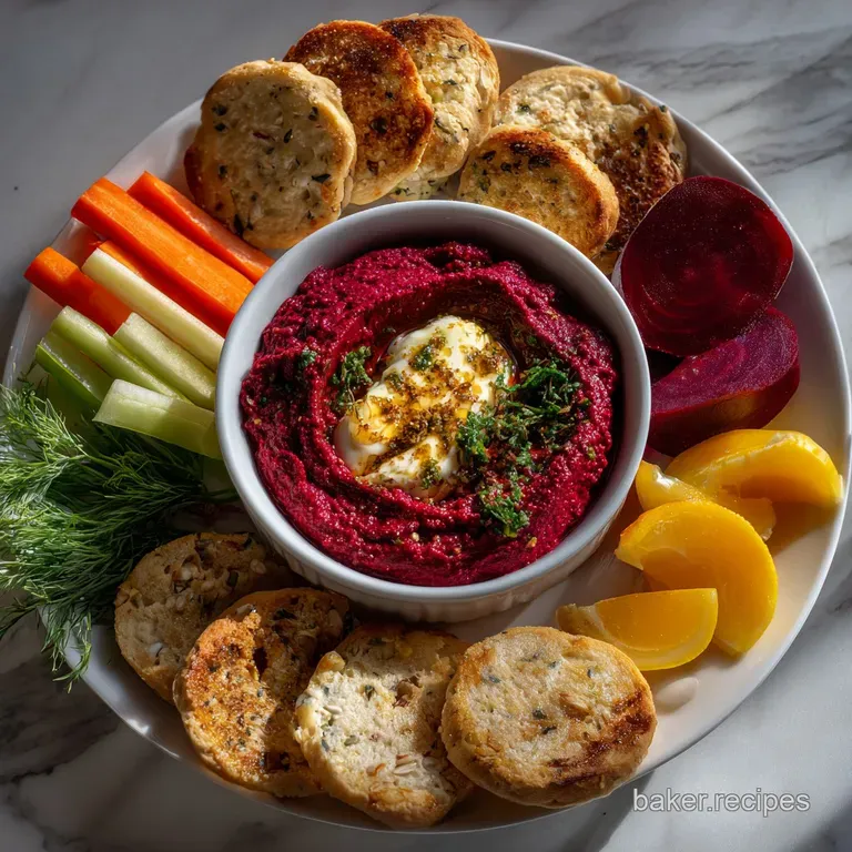 Vibrant Beet Hummus Platter: Velvet Texture