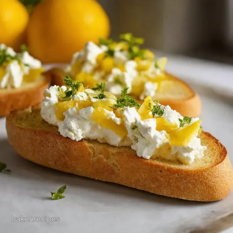 Whipped Feta Crostini Mediterranean Sunshine on Toast presentation
