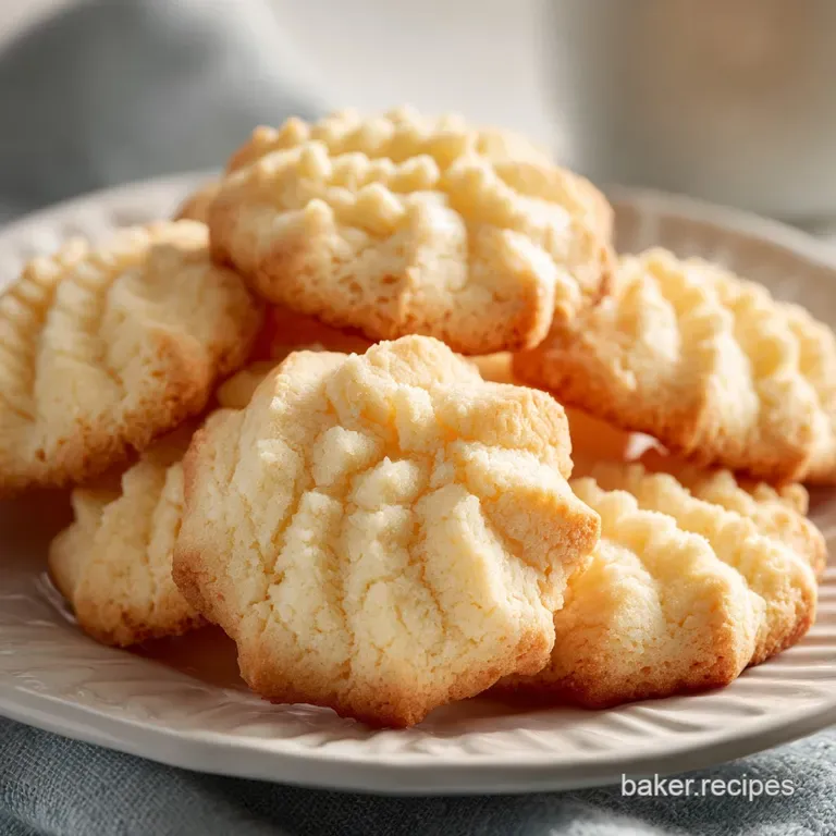 Elegant stack of melt-in-your-mouth shortbread cookies, lightly browned, with a fine dusting of powdered sugar.