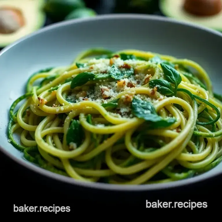 Zucchini Noodles with Avocado Basil Pesto presentation